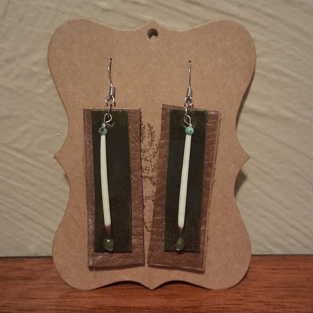 Porcupine Quill Leather Earrings